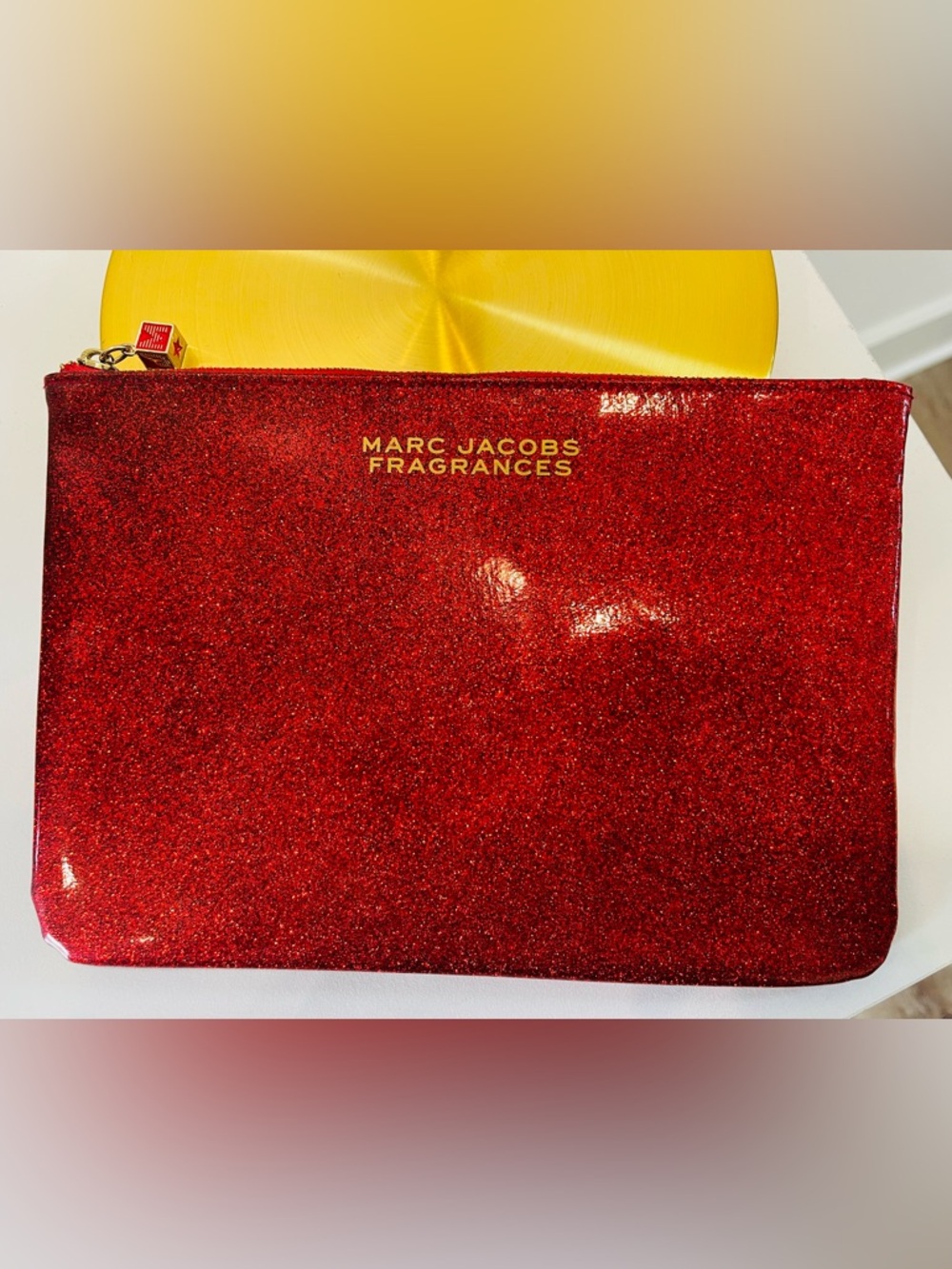 Marc Jacobs Fragrances Red Glitter Zip Cosmetic Pouch